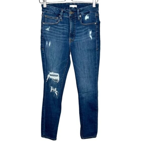 Good American Denim - Good American good legs crop medium wash distressed skinny jeans size 2/26